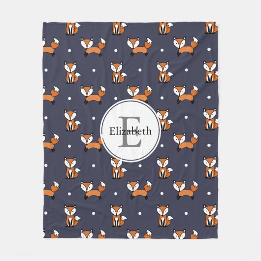 Cute Woodland Foxes Polka Dots Personalized Fleece Deken (Voorkant)