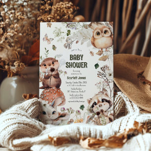 Cute Woodland Friends Baby Shower Kaart