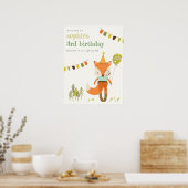 Cute Woodland Fun Feest Fox Kids Verjaardag Welkom Poster (Keuken)