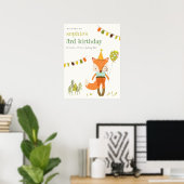 Cute Woodland Fun Feest Fox Kids Verjaardag Welkom Poster (Thuiskantoor)
