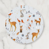 Cute Woodland Gray & Blue Rabbit Feestdagen Bedankjes Labels (Achterkant)