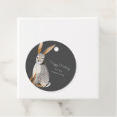 Cute Woodland Gray & Blue Rabbit Feestdagen Bedankjes Labels (In situ)