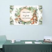 Cute Woodland Greenery Animals Baby shower Welkom Spandoek (Beurs)