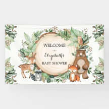 Cute Woodland Greenery Animals Baby shower Welkom