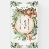 Cute Woodland Greenery Animals Baby shower Welkom Spandoek (Verticaal)