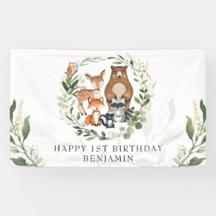 Cute Woodland Greenery Animals Happy Birthday Spandoek