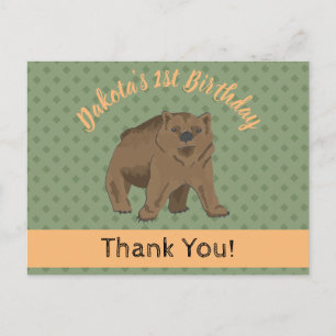 Cute Woodland Grizzly Beer Cub Dank je Briefkaart