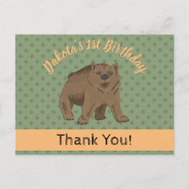 Cute Woodland Grizzly Beer Cub Dank je Briefkaart
