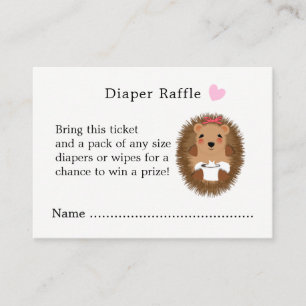 Cute Woodland Hedegel Baby shower Diaper Raffle Informatiekaartje