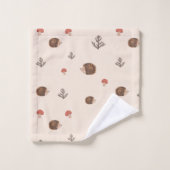 Cute Woodland Hedégel & Mushroom Pattern Bad Handdoek (Wasdoekje)