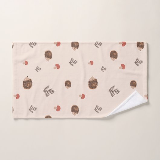 Cute Woodland Hedégel & Mushroom Pattern Bad Handdoek (Handdoek)
