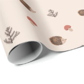 Cute Woodland Hedégel & Mushroom Pattern Cadeaupapier (Rol Hoek)