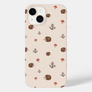 Cute Woodland Hedégel & Mushroom Pattern Case-Mate iPhone 14 Hoesje