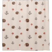 Cute Woodland Hedégel & Mushroom Pattern Douchegordijn (Voorkant)