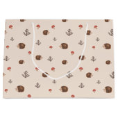 Cute Woodland Hedégel & Mushroom Pattern Groot Cadeauzakje (Voorkant)