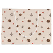 Cute Woodland Hedégel & Mushroom Pattern Groot Cadeauzakje (Achterkant)