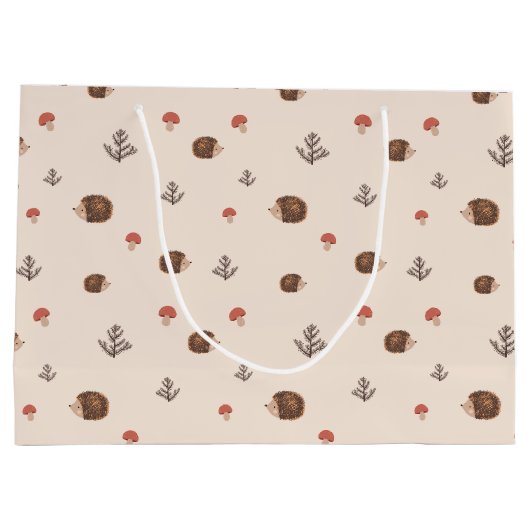 Cute Woodland Hedégel & Mushroom Pattern Groot Cadeauzakje (Achterkant)