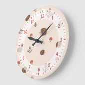 Cute Woodland Hedégel & Mushroom Pattern Grote Klok (Hoek)