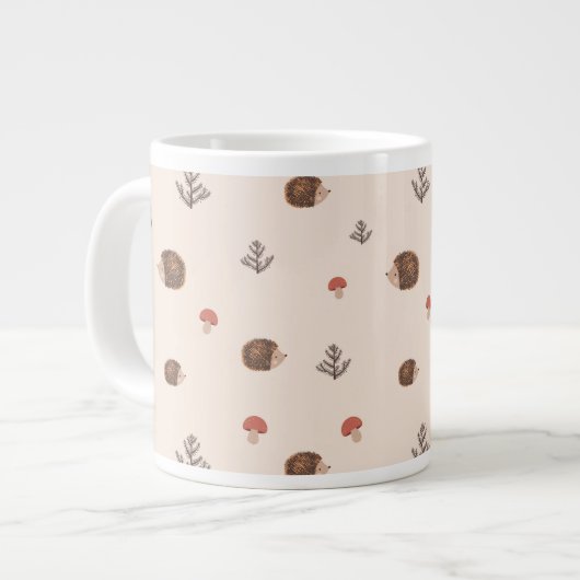 Cute Woodland Hedégel & Mushroom Pattern Grote Koffiekop (Links)