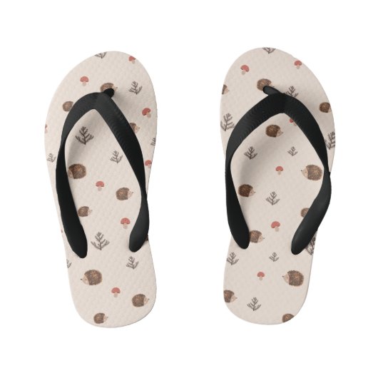 Cute Woodland Hedégel & Mushroom Pattern Kinder Teenslippers (Voetbed)