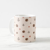 Cute Woodland Hedégel & Mushroom Pattern Koffiemok (Voorkant links)