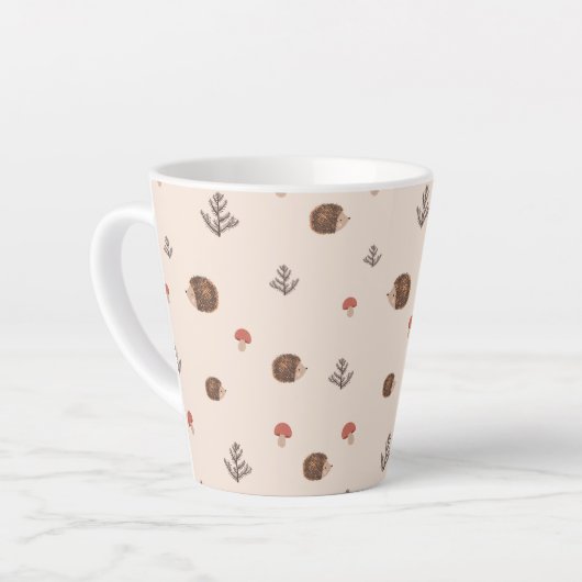 Cute Woodland Hedégel & Mushroom Pattern Latte Mok (Linkerhoek)
