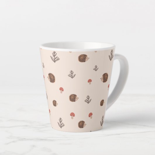 Cute Woodland Hedégel & Mushroom Pattern Latte Mok (Rechterhoek)
