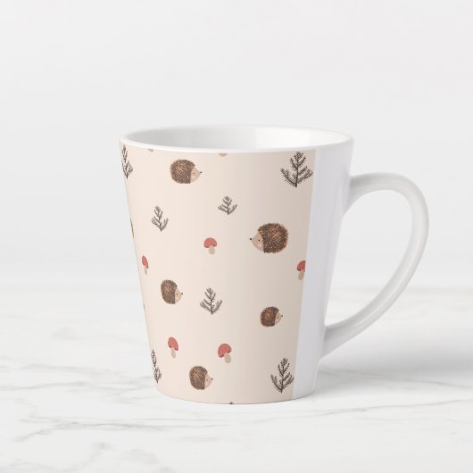 Cute Woodland Hedégel & Mushroom Pattern Latte Mok (Rechts)