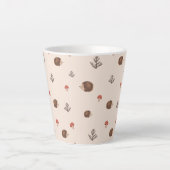 Cute Woodland Hedégel & Mushroom Pattern Latte Mok (Voorkant)
