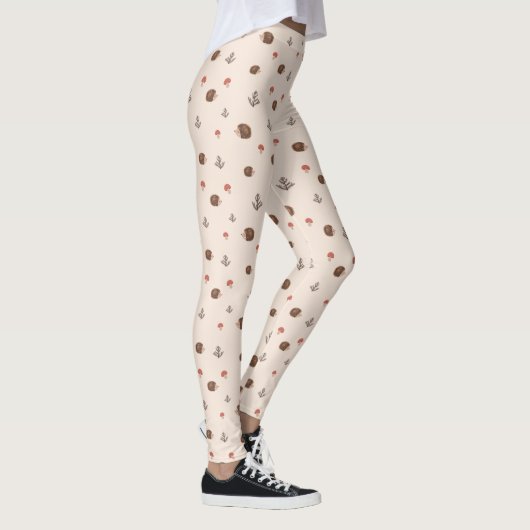 Cute Woodland Hedégel & Mushroom Pattern Leggings (Rechts)