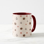 Cute Woodland Hedégel & Mushroom Pattern Mok (Voorkant rechts)
