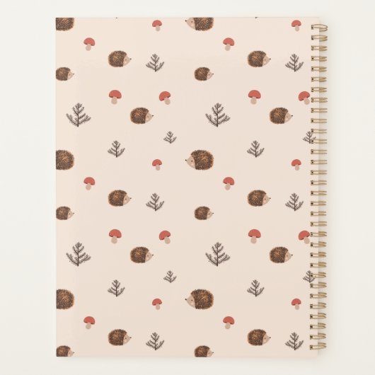 Cute Woodland Hedégel & Mushroom Pattern Planner (Achterkant)