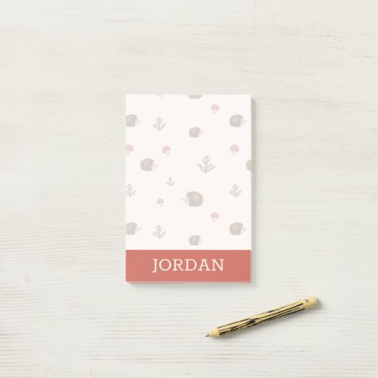Cute Woodland Hedégel & Mushroom Pattern Post-it® Notes (Op bureau)