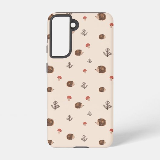Cute Woodland Hedégel & Mushroom Pattern Samsung Galaxy Hoesje (Achterkant)