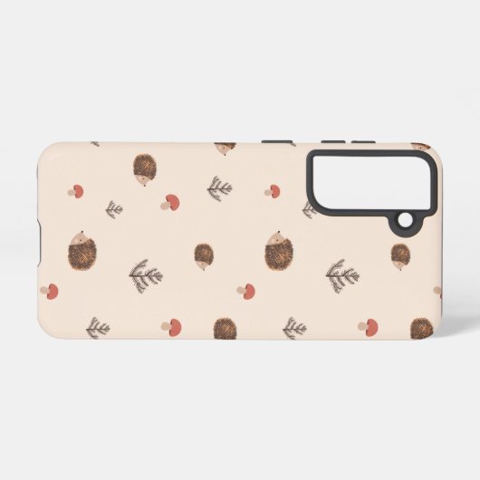 Cute Woodland Hedégel & Mushroom Pattern Samsung Galaxy Hoesje (Achterkant horizontaal)