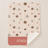 Cute Woodland Hedégel & Mushroom Pattern Sherpa Deken (Voorkant)