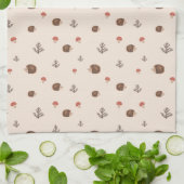 Cute Woodland Hedégel & Mushroom Pattern Theedoek (Gevouwen)