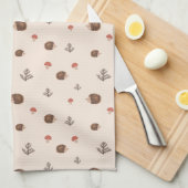Cute Woodland Hedégel & Mushroom Pattern Theedoek (Quarter Fold)