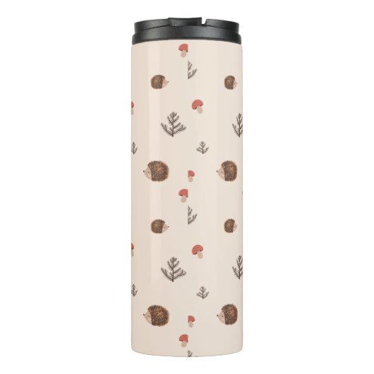Cute Woodland Hedégel & Mushroom Pattern Thermosbeker (Achterkant)