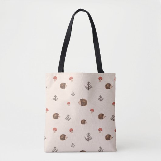 Cute Woodland Hedégel & Mushroom Pattern Tote Bag (Voorkant)