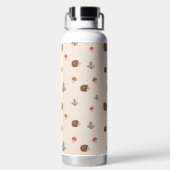 Cute Woodland Hedégel & Mushroom Pattern Waterfles (Achterkant)