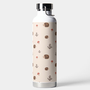Cute Woodland Hedégel & Mushroom Pattern Waterfles