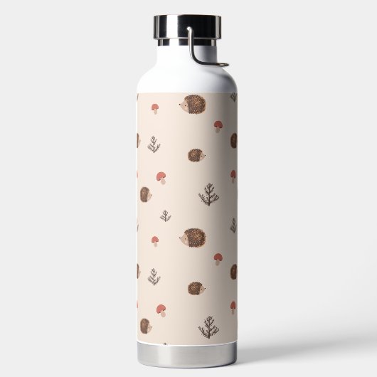 Cute Woodland Hedégel & Mushroom Pattern Waterfles (Links)