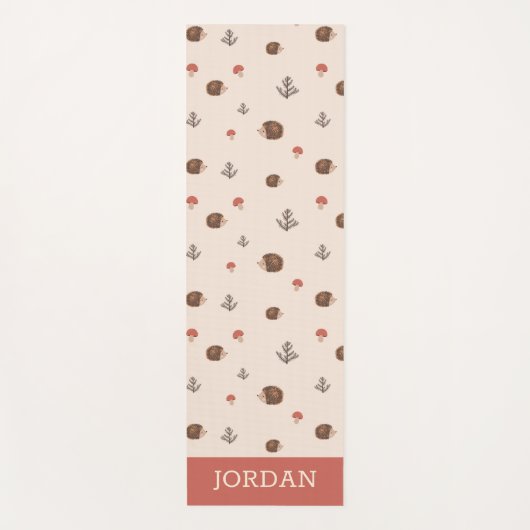 Cute Woodland Hedégel & Mushroom Pattern Yogamat (Voorkant)