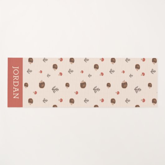 Cute Woodland Hedégel & Mushroom Pattern Yogamat (Voorkant (horizontaal))