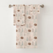 Cute Woodland Hedegel Pattern Bad Handdoek (Insitu)
