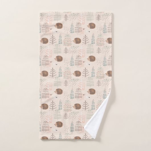 Cute Woodland Hedegel Pattern Bad Handdoek (Handdoek)
