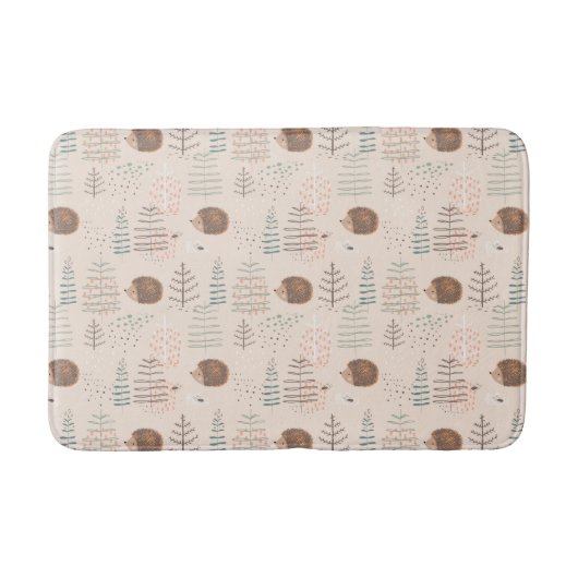 Cute Woodland Hedegel Pattern Badmat (Voorkant)