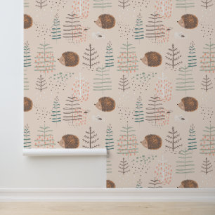 Cute Woodland Hedegel Pattern Behang