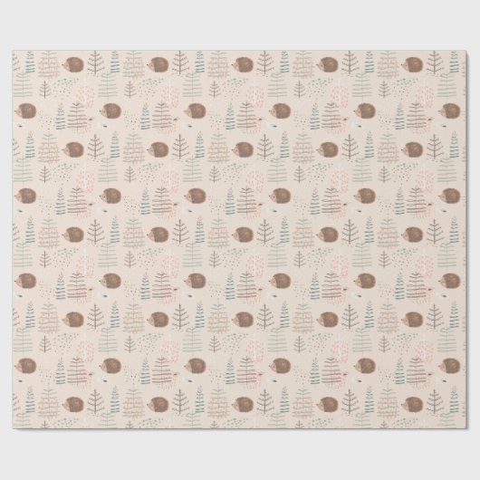 Cute Woodland Hedegel Pattern Cadeaupapier (Vlak)